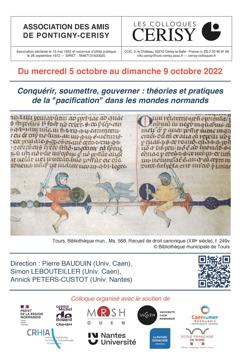 mnm_hypotheses's tweet photo. #Colloque Conquรฉrir, soumettre, gouverner : thรฉories et pratiques de la "pacification" dans les mondes normands - Organisรฉ par le CCI de Cerisy avec la collaboration de @umr_craham #OUEN #MRSH... https://t.co/ziwfq0wU8w https://t.co/O6NmhCrHgd