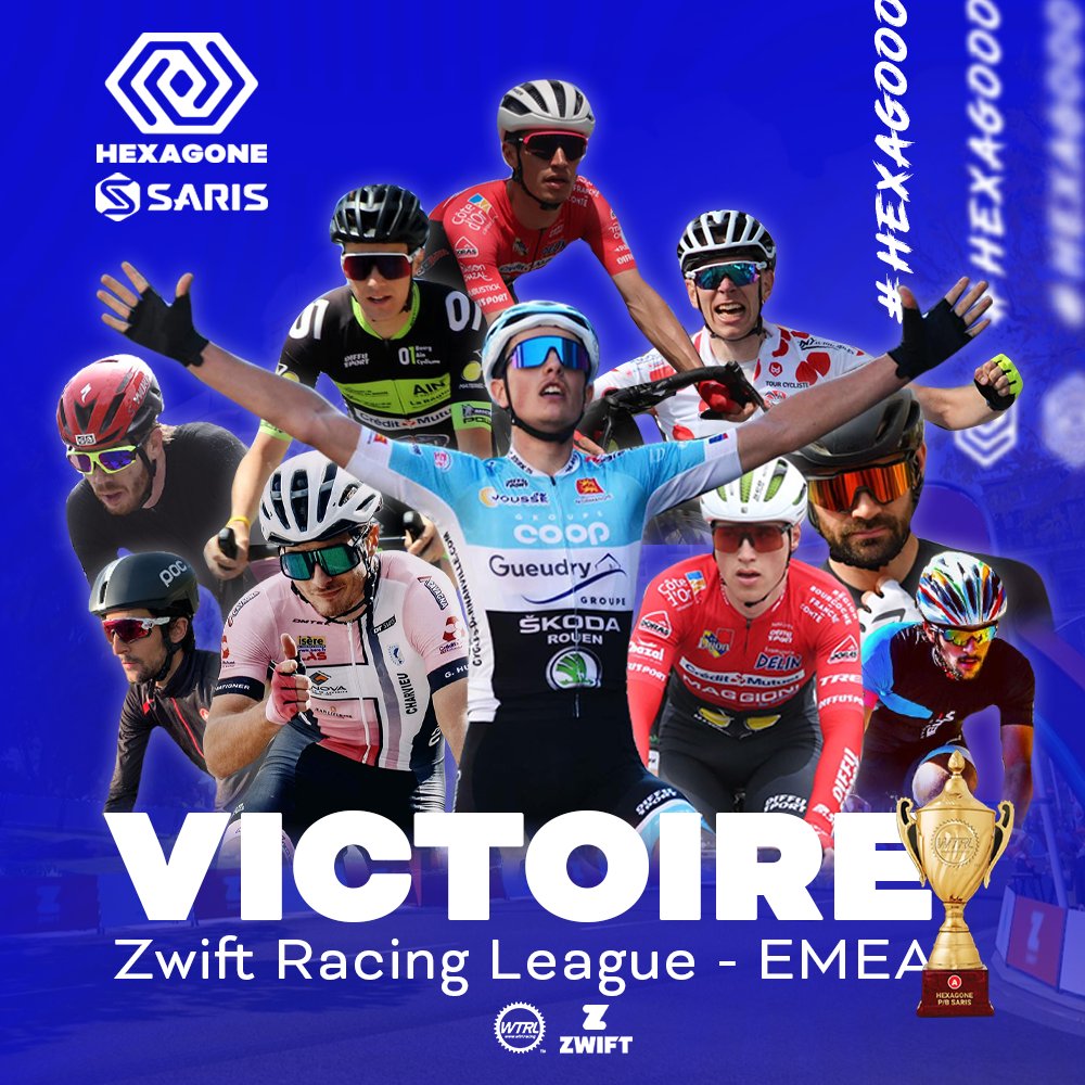 hexagonecc's tweet photo. Zwift Racing League - Europe (EMEA)
L'équipe remporte la ligue Européenne ! 🏆
A noter la superbe victoire au scratch de Sébastien Havot et la 4e place de Julien Souton ! 💥
#hexagooo #saristrainer #knownobounds @sarisofficial @GoZwift @GoZwiftFR https://t.co/SNPbKMYPi0