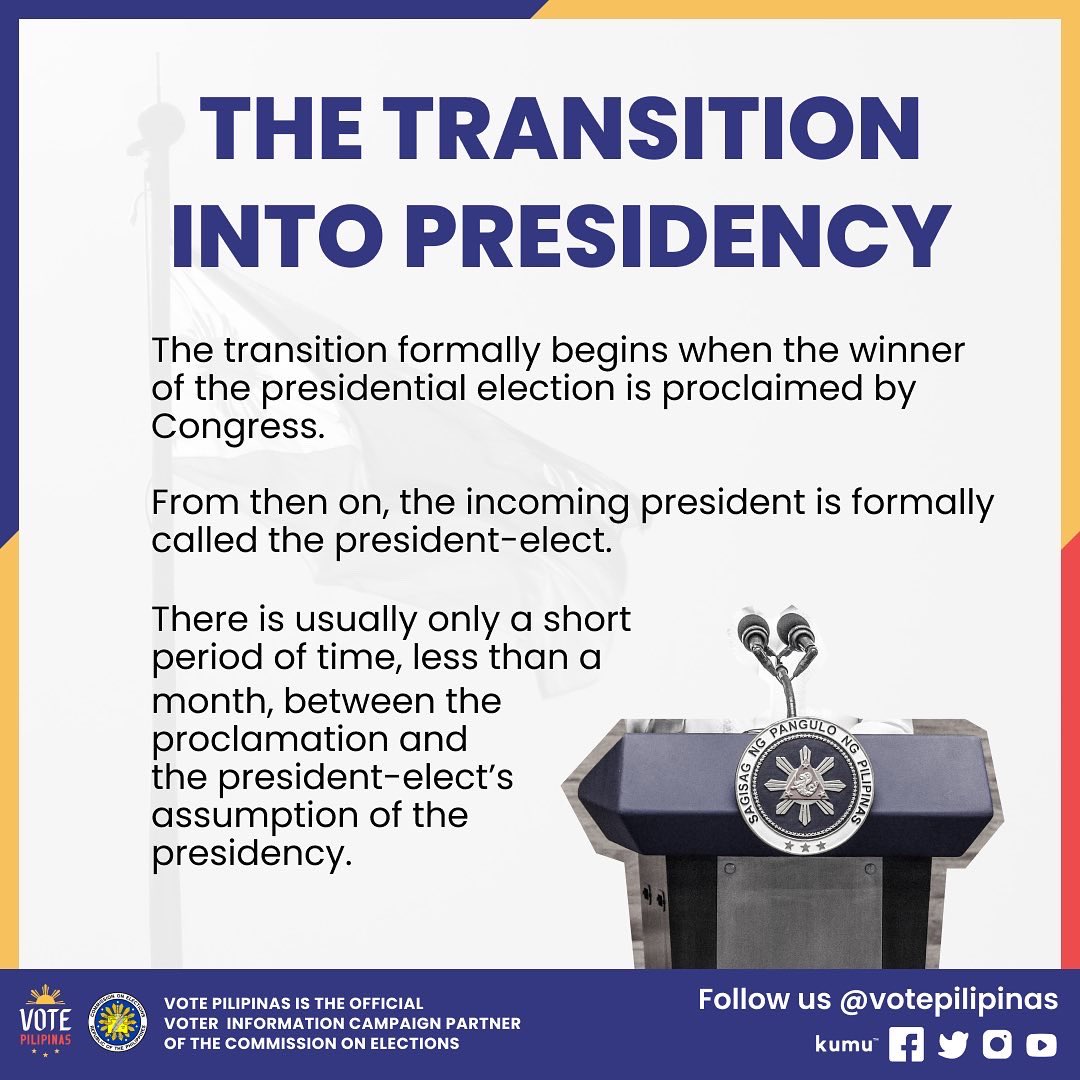 VotePilipinas's tweet photo. The Congress is set to convene on May 24 to canvass the votes cast for president and vice president in the last May 9 elections and later proclaim the winners.

The president-elect will then have 4 teams to help him with his transition into presidency.

#Halalan2022 https://t.co/zSmWZSZabg
