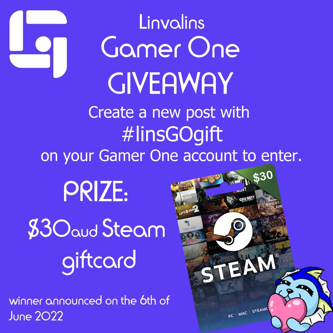Linvalin_twitch's tweet photo. #linsGOgift
#Giveaway #steamcardgiveaway

Make an account here: https://t.co/i8l3yzs3F6

Good luck! https://t.co/7wEIBDeNWO