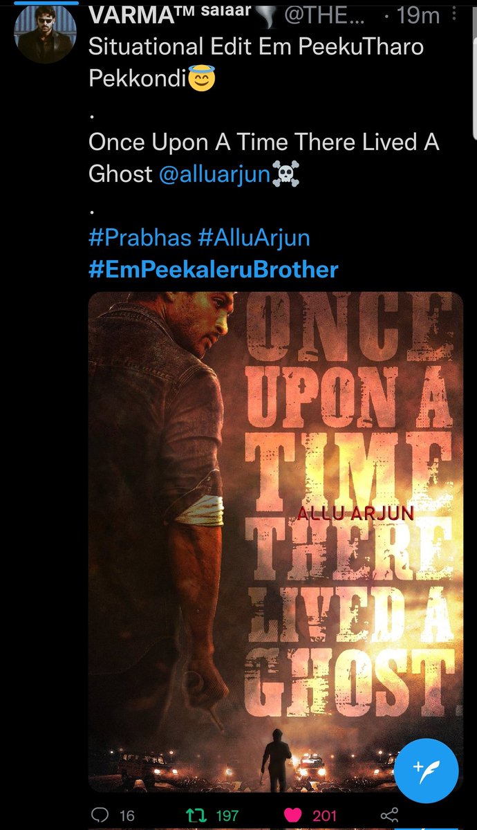 DrSauceX's tweet photo. #Prabhas fans support for @alluarjun ❤

#EmPeekaleruBrother https://t.co/G0SaEbLaGg