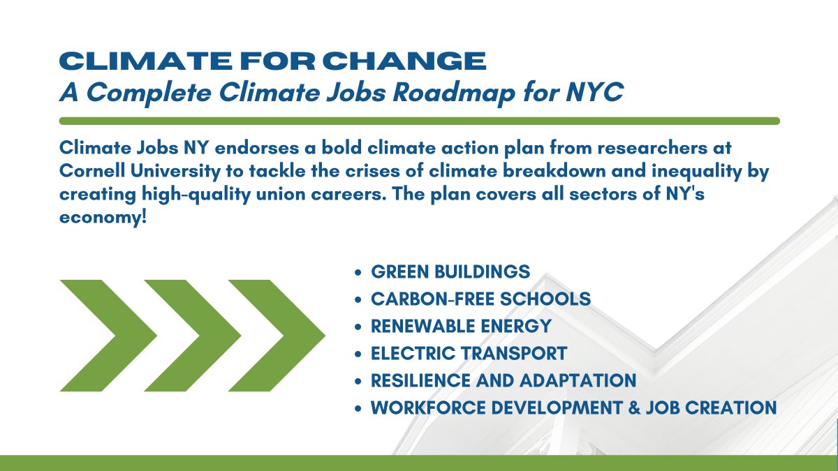 📣#ICYMI Last week, @cornellilr & our partners released #ClimateforChangeNYC, a report offering a vital roadmap for tackling climate change and racial + economic inequality. NYC has a path forward to prepare for the incoming climate crisis!  ➤bit.ly/3FYtqs3
#UnionJobs