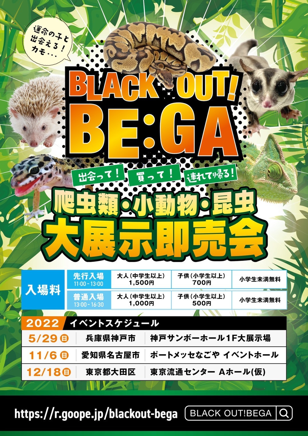 T T Reptiles 5 29 日 神戸で開催のブラックアウトベガに出店致します 会場はぶりくら市でお馴染みの神戸サンボーホールになります 次回のイベントまで間がありますので今回イベント特価と致しまして表示価格より10 30 のイベント割引を行います 個体
