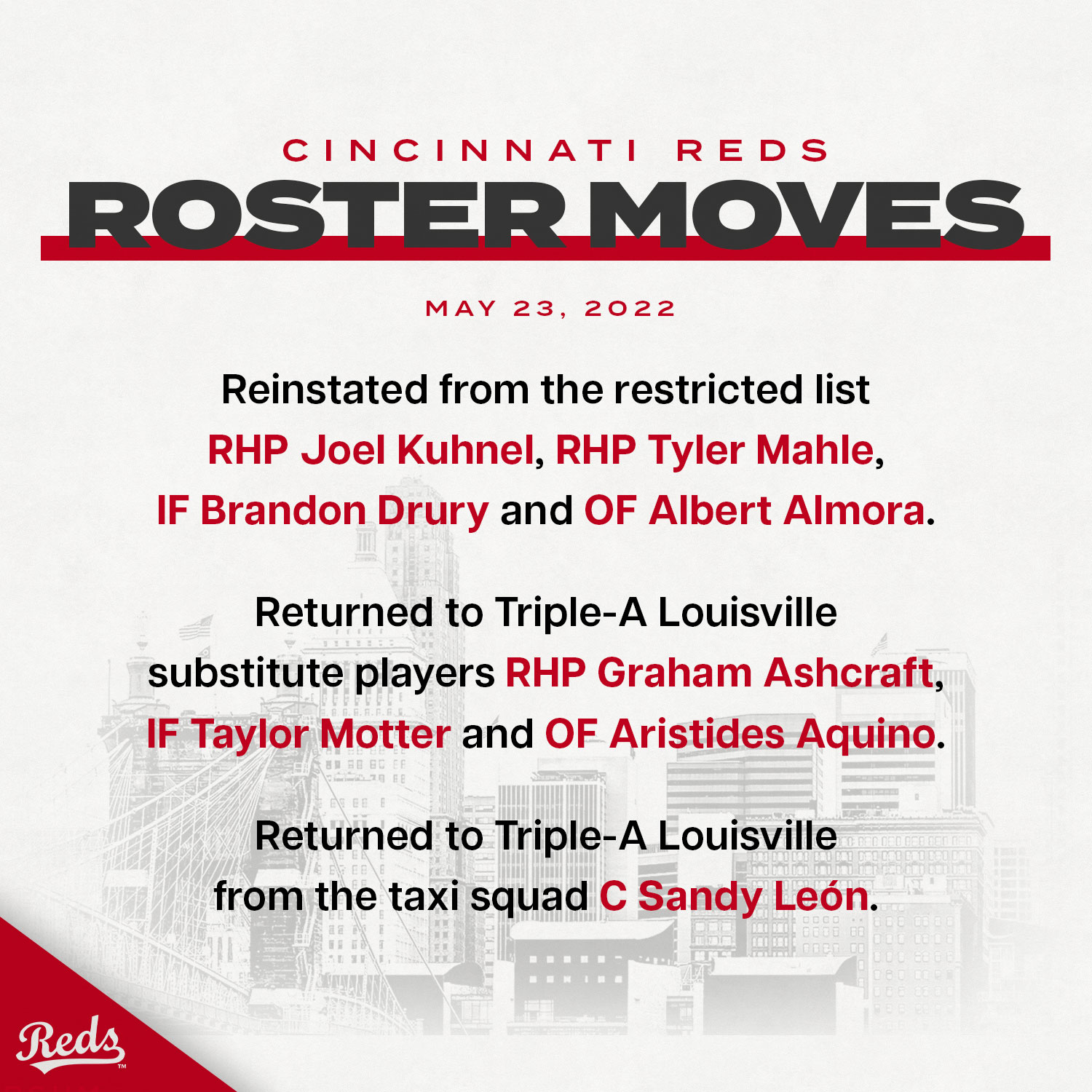 Cincinnati Reds on Twitter "The Reds today announced the following