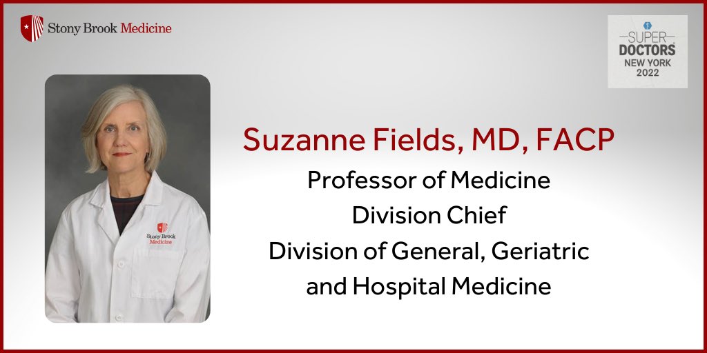 sbudeptofmed's tweet photo. The NY #SuperDoctors list is an annual list of selected doctors recognized by healthcare experts in 47 specialties. Congratulations, Dr. Suzanne Fields, Chief and expert #geriatrician @StonyBrookMed https://t.co/fggX5pzxIl #WeAreStonyBrookMedicine #MedTwitter #WomenInMedicine https://t.co/aHar9GnZzz