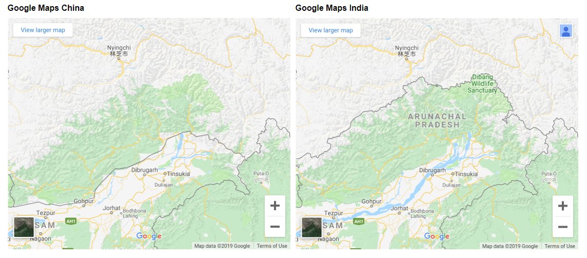 NaoCasanova's tweet photo. Se suele decir, por muchos motivos, que el mapa no es el territorio.

Google Maps tampoco lo es: sus mapas no son objetivos. De hecho son distintos para cada país cuando hay territorios en disputa.
Eso se ve bien en este estudio de Simon Weckert (2019).
https://t.co/mZDU8HGIzz https://t.co/mDh3EMQidM