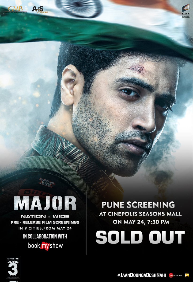 aarjun_official's tweet photo. The First Screening of #MajorTheFilm at Pune is SOLD OUT within no time 🔥

The entire nation is eagerly waiting for #MajortheFilm, making it one of the most anticipated films of the year 🤘

#MajorPreReleasePreviews 💥
#MajorOnJune3rd https://t.co/WksVG0qzH3