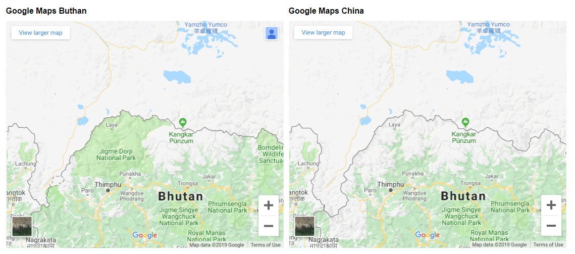 NaoCasanova's tweet photo. Se suele decir, por muchos motivos, que el mapa no es el territorio.

Google Maps tampoco lo es: sus mapas no son objetivos. De hecho son distintos para cada país cuando hay territorios en disputa.
Eso se ve bien en este estudio de Simon Weckert (2019).
https://t.co/mZDU8HGIzz https://t.co/mDh3EMQidM