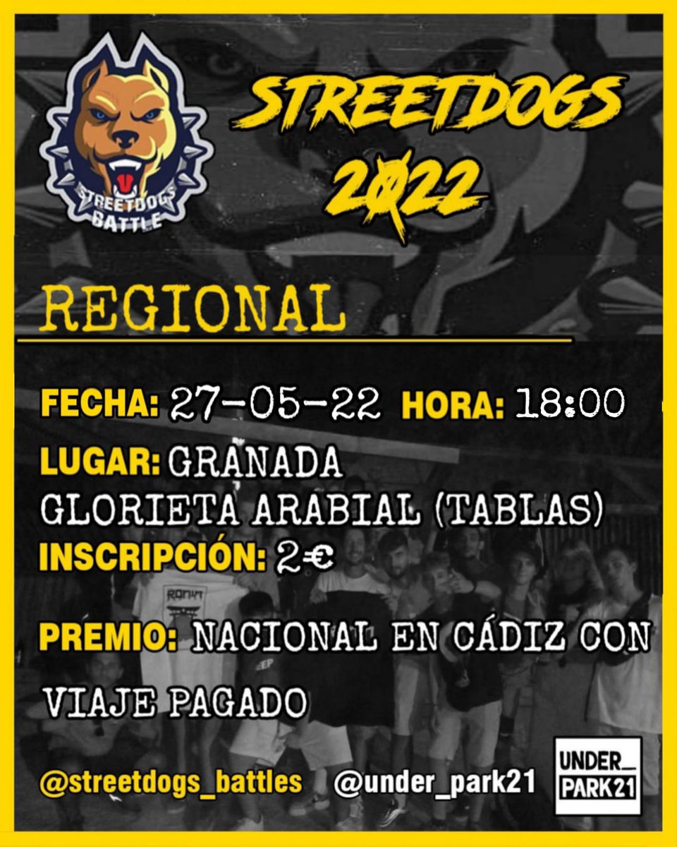 RoyalRapGranada's tweet photo. ESTE VIERNES TENEMOS CLASIFICATORIA A LA NACIONAL DE @StreetdogsB NO OS LO PERDAIS!!!! https://t.co/AAFiZ1GPRV