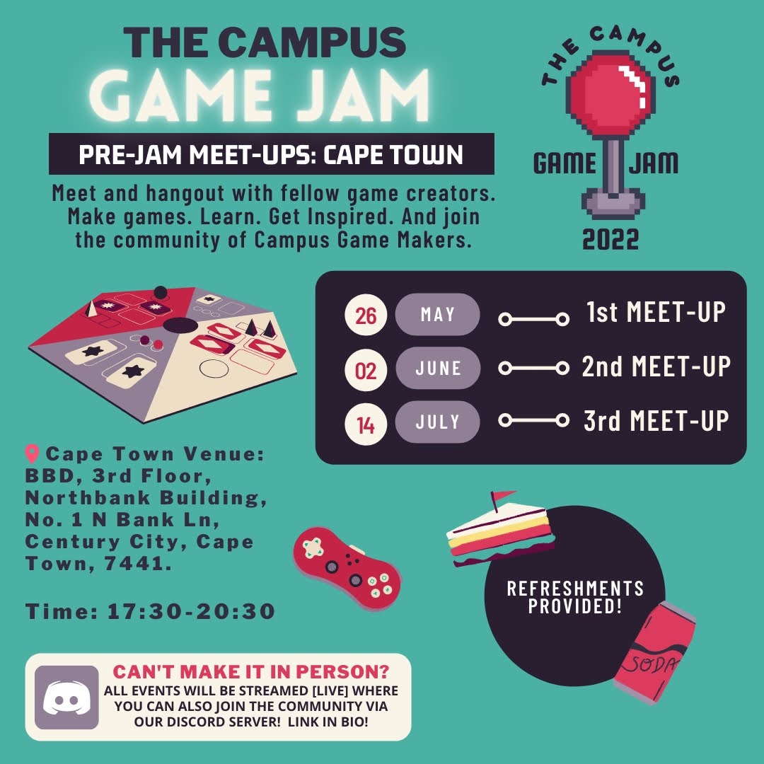 We're excited to announce the confirmation of the venue for the Cape Town Camps Game Jam. BBD, 3rd floor, Northbank Building, No.1 N Bank Ln, Century, Cape Town 7441. See you there!
