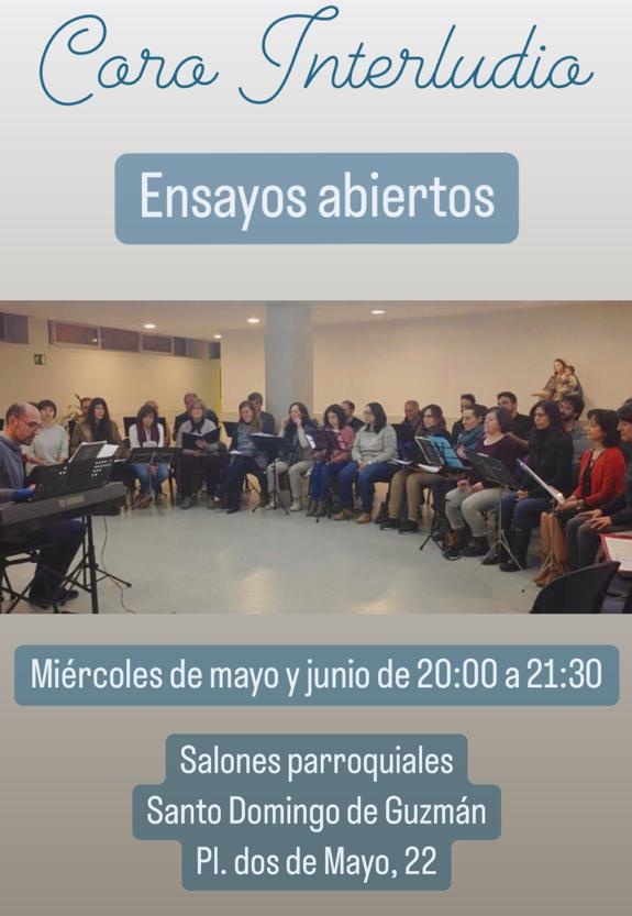 ¿Os apetece ver cómo son nuestros ensayos? 
Ensayos abiertos. Miércoles de mayo y junio de 20:00 a 21:30.
Salones parroquiales Sto. Domingo de Guzmán
Ven, escúchanos y canta con nosotros!!;;