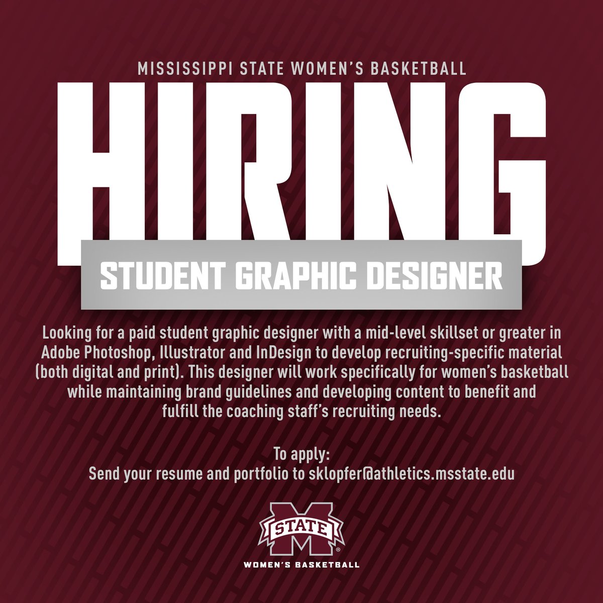 𝑱𝒐𝒊𝒏 𝑻𝒉𝒆 𝑻𝒆𝒂𝒎‼️

We are looking for Mississippi State students interested in joining our squad as a graphic designer!

Be a part of our team and help us create something special here in StarkVegas!

#HailState🐶