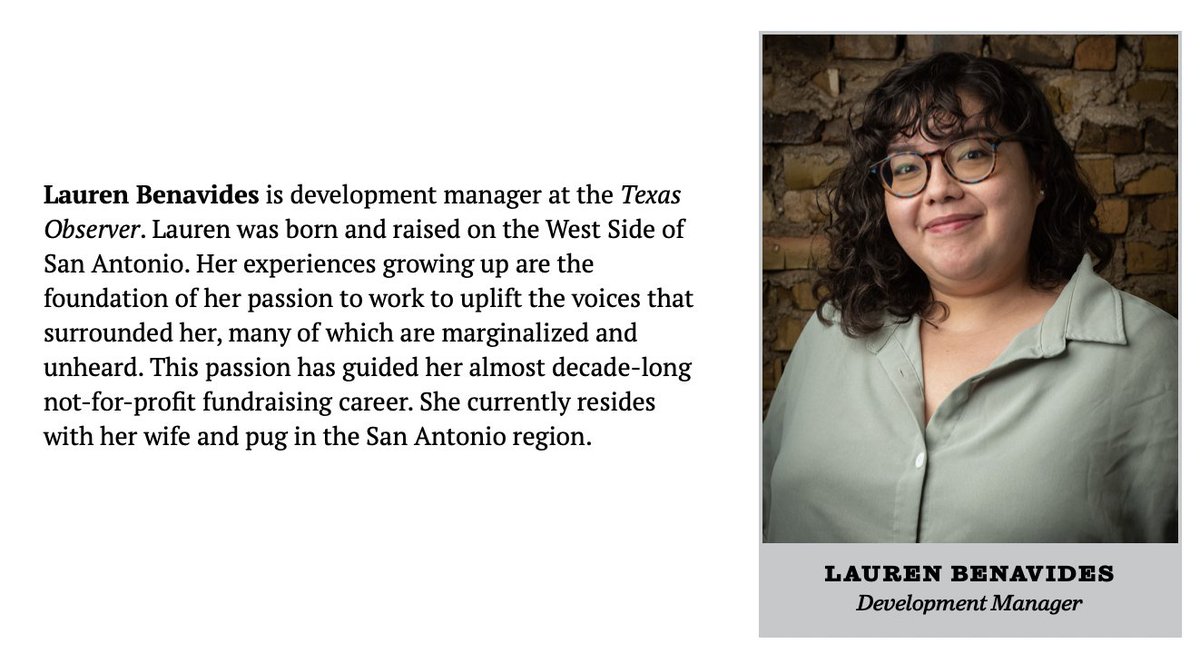 TexasObserver's tweet photo. Please help us welcome another fabulous woman of color to the Observer staff, Lauren Benavides! 🎉🎉🎉 https://t.co/R02KCaWfcJ