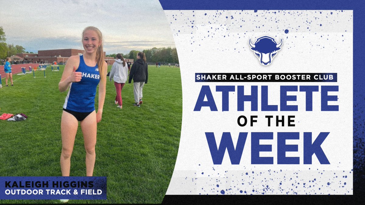 ShakerBlueBison's tweet photo. Congratulations to Kaleigh Higgins on being named Athlete of the Week this week! At Suburban Council Track &amp; Field Championships, Kaleigh broke the 3000m school record with a 9:51.38. This record was previously a 9:58.80 from 1990! https://t.co/pBgihALSOa
