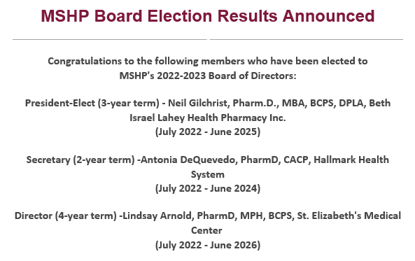 MAPharmacists's tweet photo. Congratulations to our new board members!  They will be inducted during our live Honors &amp; Awards banquet this summer and start their terms on July 1st! https://t.co/zfq13NdLKr