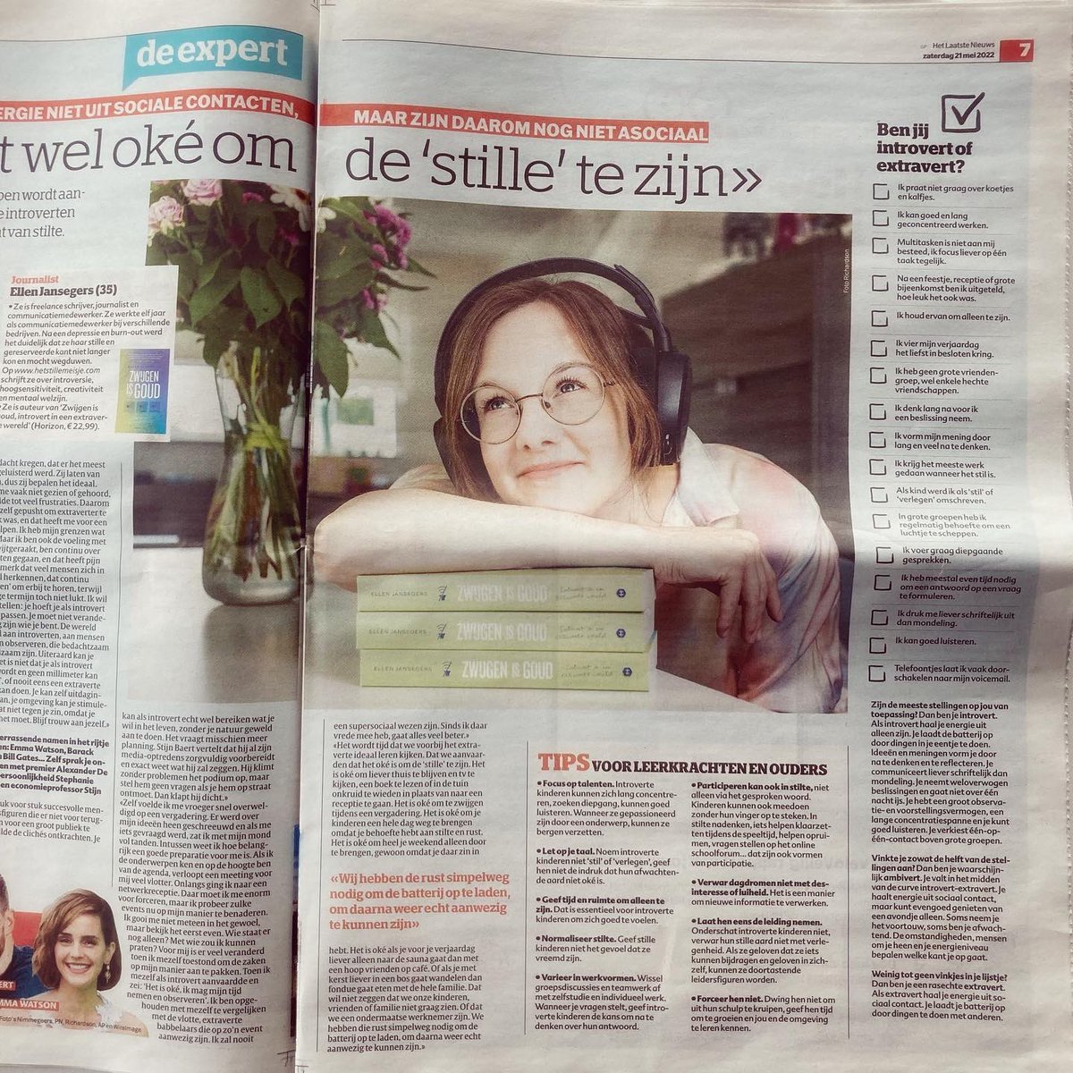 EllenJansegers's tweet photo. Life goals: ik sta in HLN #introvert #zwijgenisgoud https://t.co/Fre0vEinD3