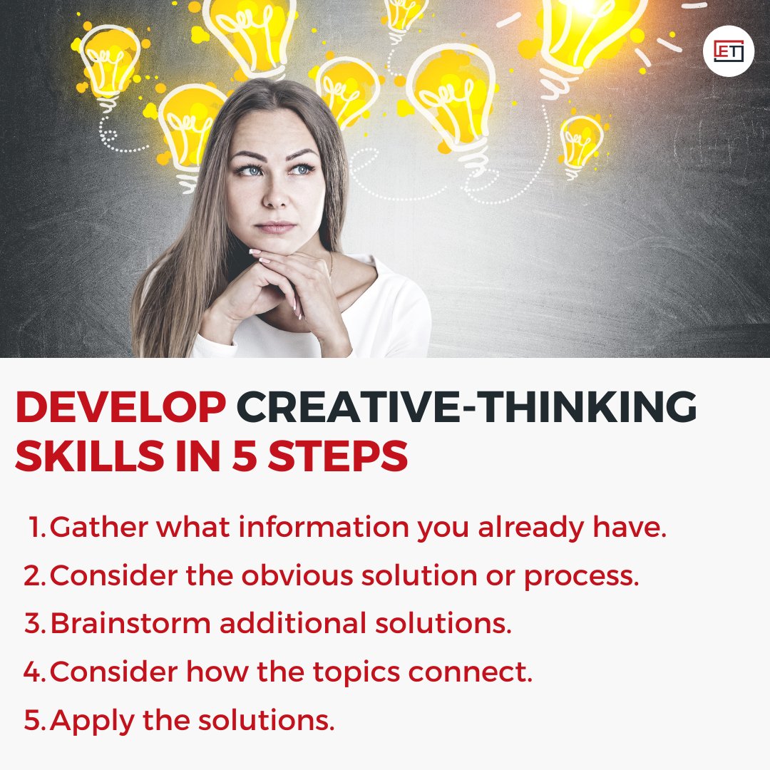 SizzleSync's tweet image. You can begin to think creatively in your career using the following steps 👇

#CreativeThinking #CriticalThinking #thinkingability #think #brainstorming #ideas #analysis #tips #EntrepreneurshipMindset #EntreTEK