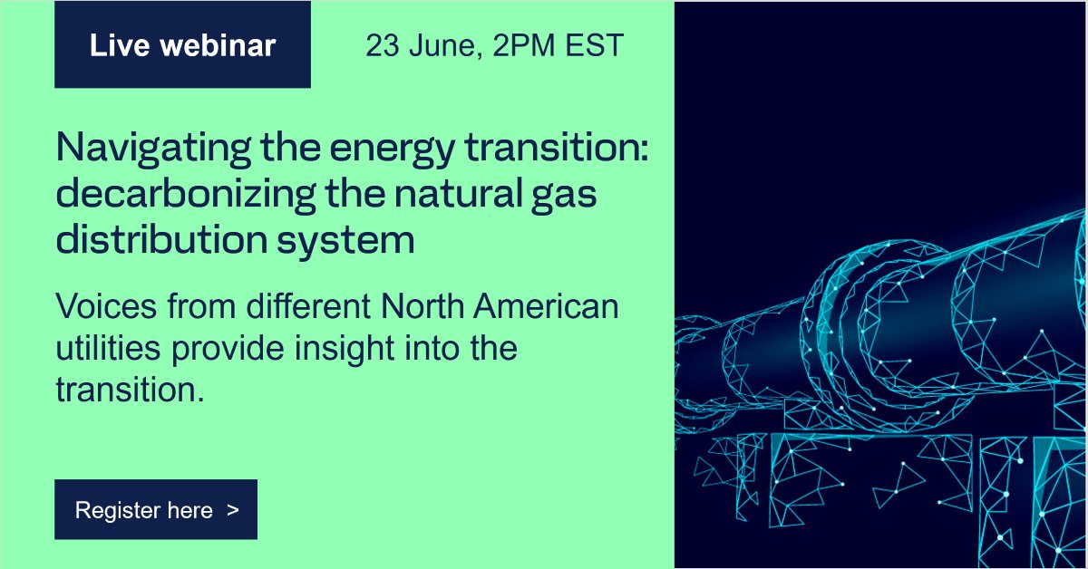 DNVEnergySystem's tweet photo. Don't miss this insightful webinar. On June 23rd, hear from three key voices from different North American utilities who are navigating this very transition. Register now! https://t.co/W0ZAbghv11

#Decarbonization #GasSystems https://t.co/z3VazVkv5A