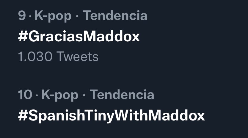 ATINYs_Spain's tweet photo. [📊] Tendencias Twitter España

3. #SpanishTinyMissesATEEZ
5. #GraciasATEEZ
9. #GraciasMADDOX 
10. #SpanishTinyWithMaddox 

🔥🔥🔥

@ATEEZofficial #ATEEZ #에이티즈 @ATEEZofficialJP https://t.co/IB53UYSlLe