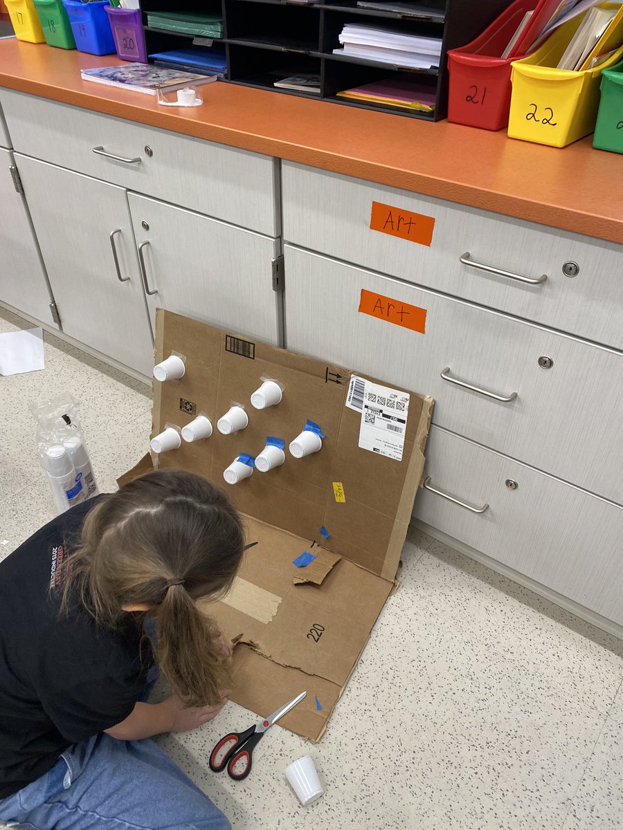 MrsJKelsheimer's tweet photo. After watching a motivational video about Caine Monroy, a young boy with an entrepreneurial spirit, students were given a project based learning opportunity to design a studio arcade. Students developed a plan and gathered supplies. Today they started building their design. https://t.co/PEcNlP0XEo