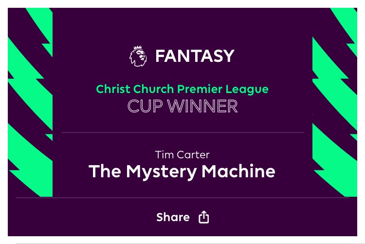 TimothyGCarter's tweet image. Might be my greatest achievement of 2022!
#fpl #cclfplcupwinner2022
