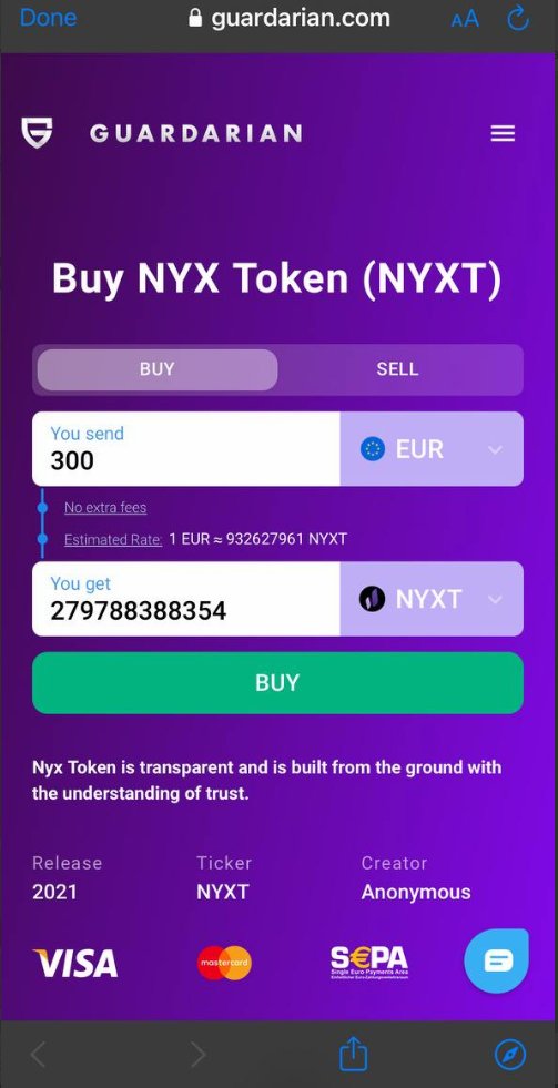 NyxToken's tweet photo. Here we grow again! NYX Token is now listed with  Guardarian! @ https://t.co/9lmx6V1dPB
Progress takes time and we are pleased to announce the completion of our latest exchange listing. Keep an out our for our next steps forward. #NYXT #community https://t.co/yJZBJThY5k