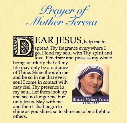 JESUSCARITASEST's tweet photo. #Quote to SHARE by Saint #MotherTeresa "Dear Jesus, help me to spread Thy fragrance everywhere I go. Flood my soul with Thy spirit and love...
https://t.co/JddI4QhHPU https://t.co/FsIuUAYiqG