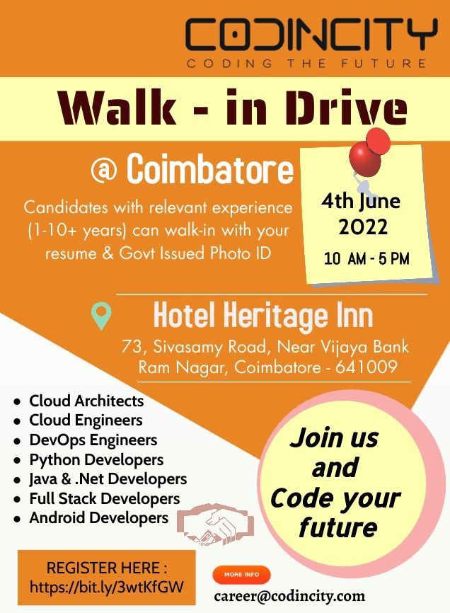 Nanjil_Selva's tweet image. #Hiring  #Codincity