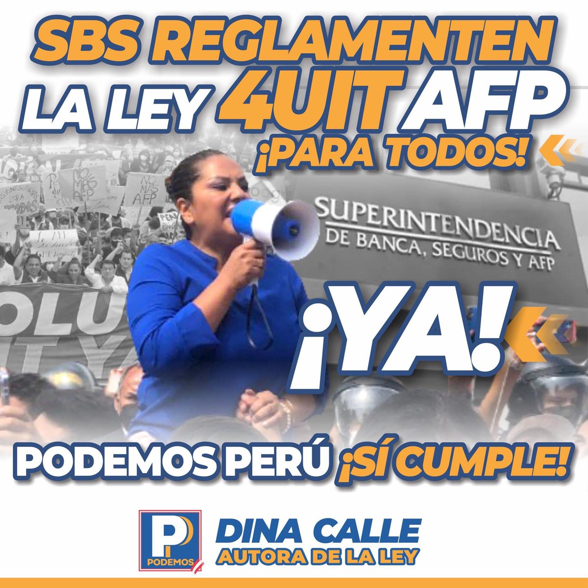 DignaCalle_Of's tweet photo. ¡No hay tiempo que perder! Exigimos a la #SBS, acelere la reglamentación de la #LeyAFP, de mi autoría, millones de peruanos necesitan su dinero para sobrevivir a la crisis económica. https://t.co/nDBcIbc9BO