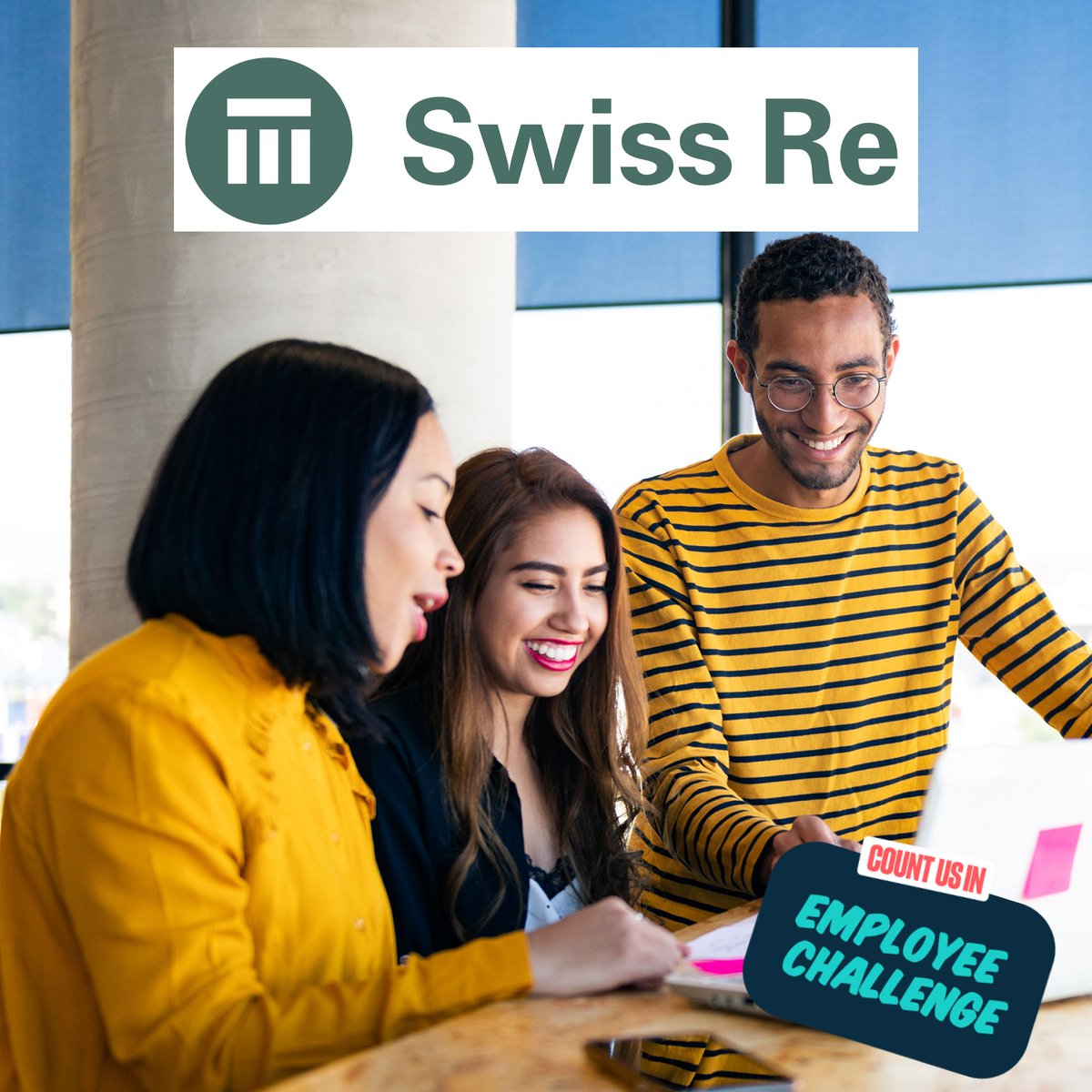 CountUsInSOCIAL's tweet photo. We are excited to welcome @SwissRe to the Count Us In Employee Challenge!

The group is the latest addition to our growing community of organizations engaging its people to take action on climate 🌎💪.

 👀 https://t.co/1lRVwmM79B

#CountUsInEmployees #Sustainability https://t.co/4dZ52KXn4Z