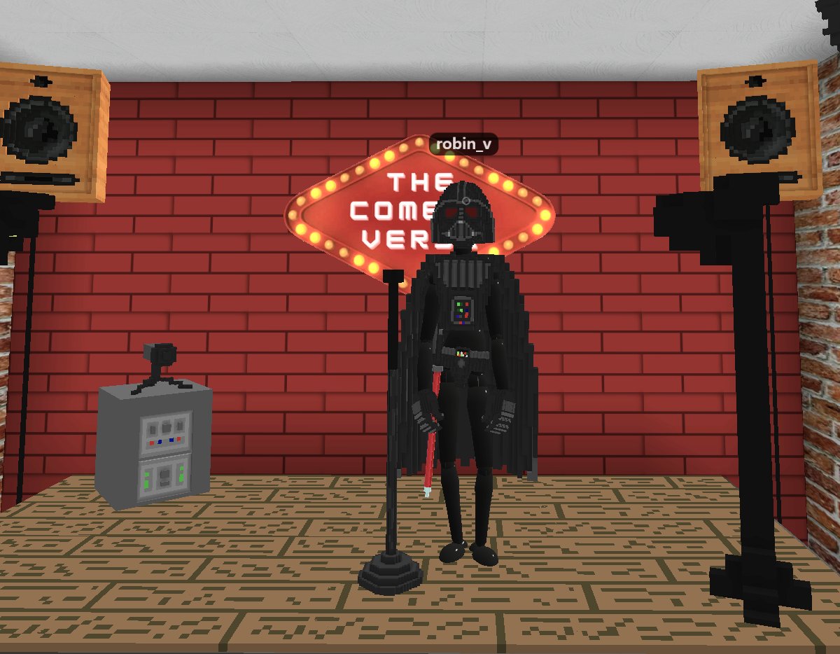 Never know who's gonna pop in, but shout out to Darth Vader for coming through with his newest tight 5.

#standupcomedy #thecomedyverse #darthvader #metaverse #voxels #cryptovoxels <a href="/cryptovoxels/">Voxels</a>