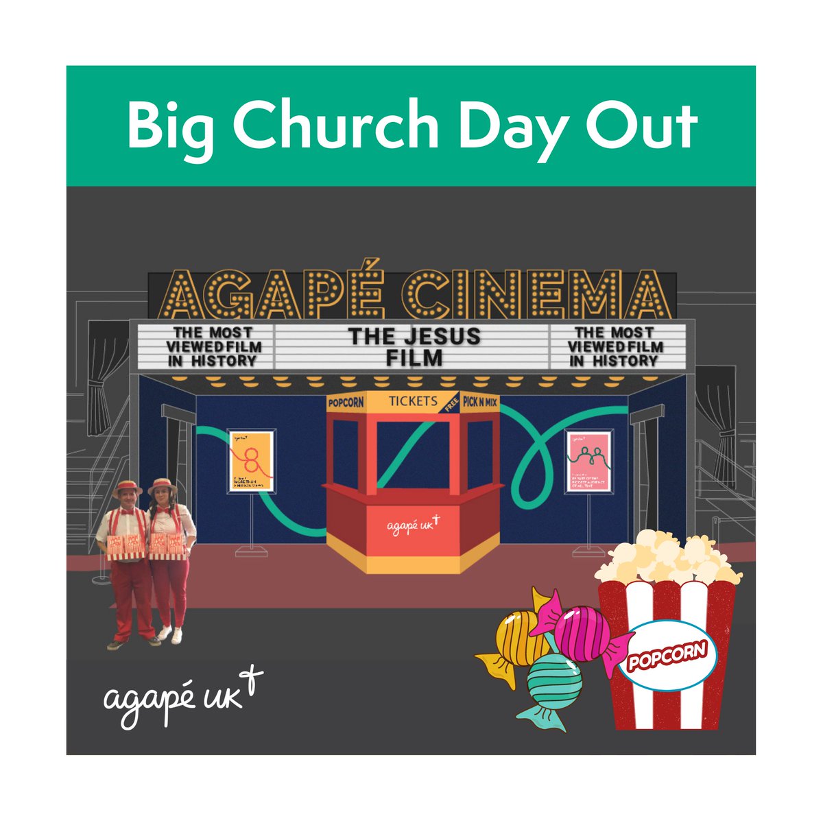 We're so excited for BCDO! We're taking a 70s style cinema truck with us.

Get your hands on some free popcorn and watch the most viewed film in HISTORY!

#bigchurchdayout #cinema #film #Jesusfilm #BCDO #popcorn #sweets #history #discovering #Jesus #together #heytoagape #agapeuk