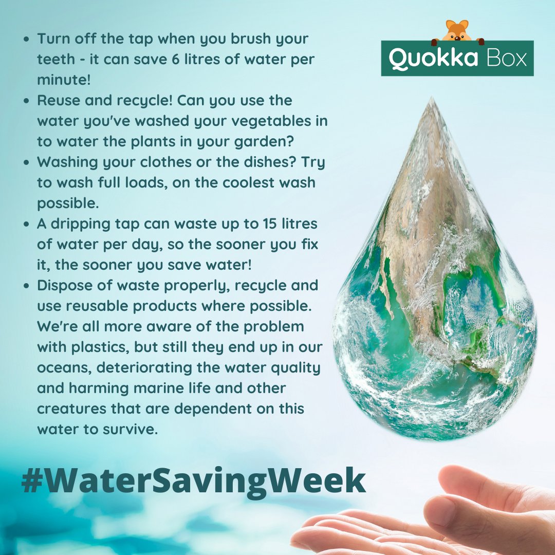 It's #WaterSavingWeek and this isn't just vital for our future but for all the amazing species we share our planet with. Unless we #actnow, so many species face an uncertain future. Check out our top tips &amp; visit <a href="/Waterwise/">Waterwise</a> for more ideas

#quokkabox #bewaterwise #watersavingtips