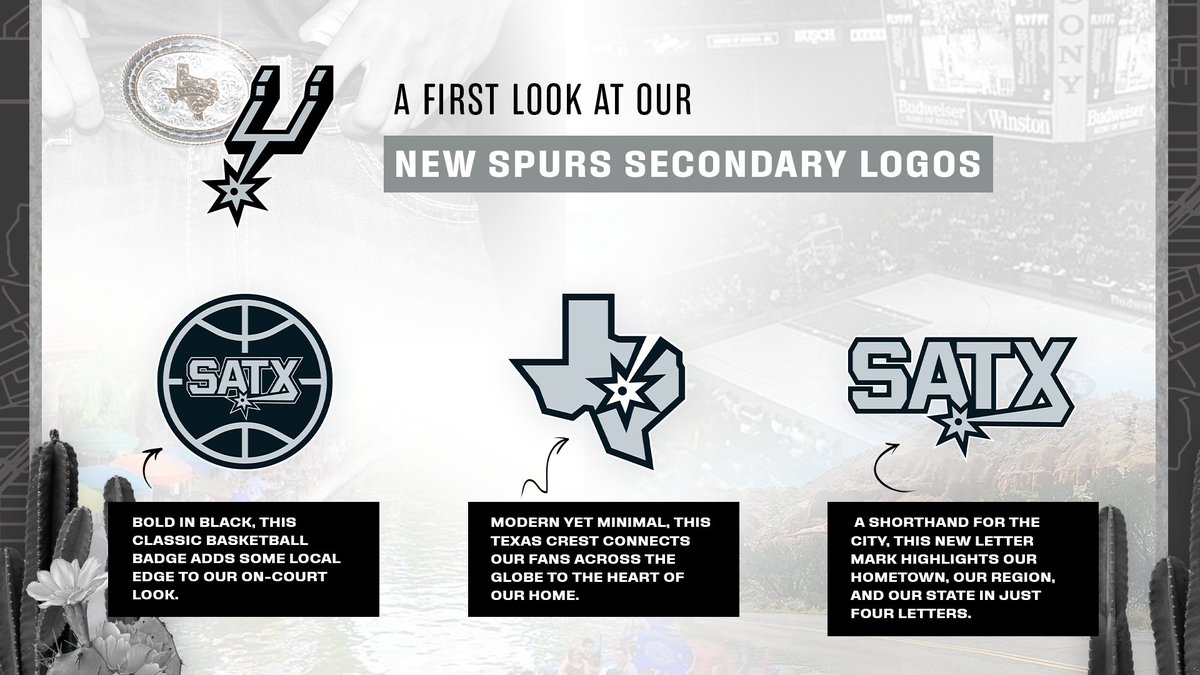 These new marks embrace our long history in Texas, while staying true to the Spurs iconic legacy!

Our primary logo & icon featuring the classic spur design, as well as our global logo & wordmarks will remain unchanged. Be on the lookout for these new marks beginning this season! https://t.co/UZQcS5MPzQ