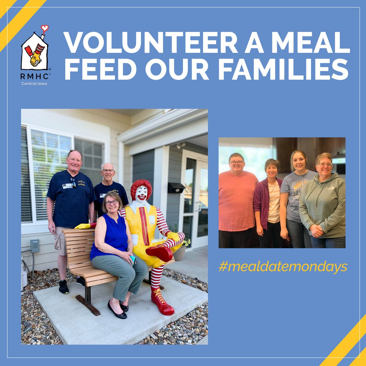 Grab your family or your work team and head to our House to cook meal for our in-house families! 

Thank you, Open Opportunities 4H - you rock!

SIGN UP IS EASY 👇 takethemameal.com
Recipient Name: RMHBLANK // Password: 2022

#volunteeropportunites #donate #donateameal