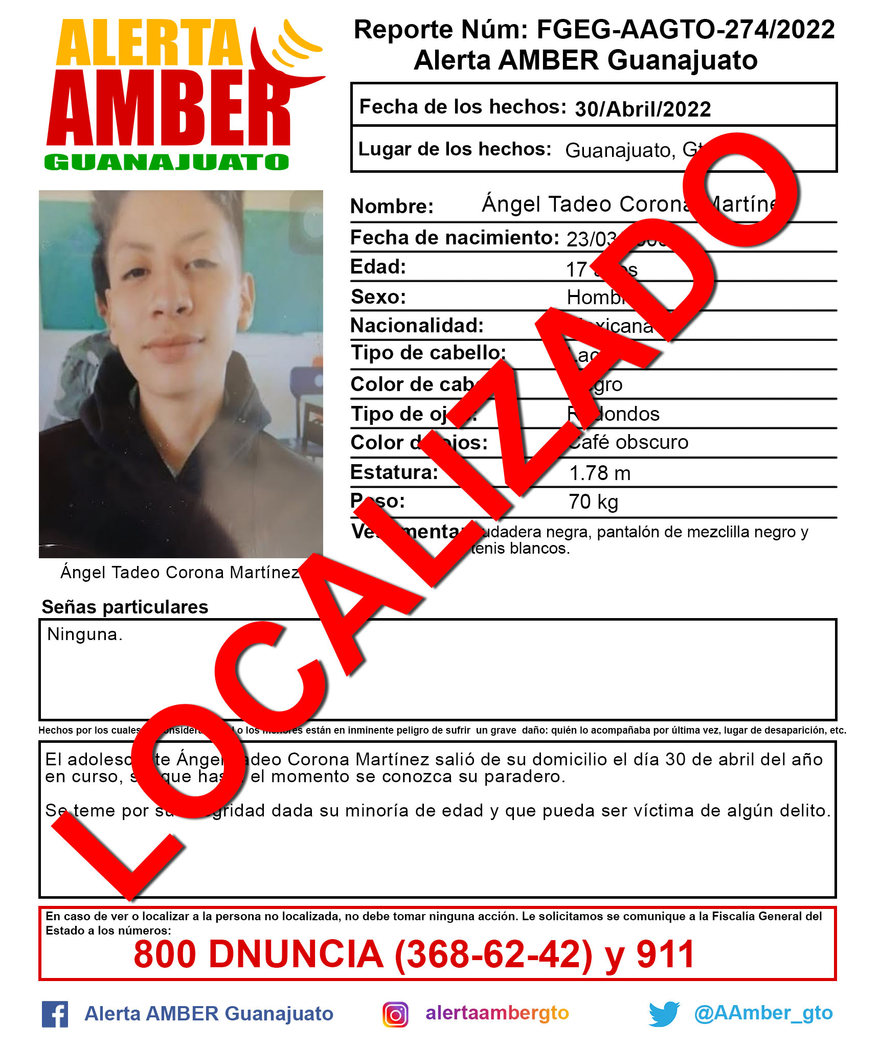 Alerta AMBER GTO. on Twitter "Desactivación de la Alerta AMBER