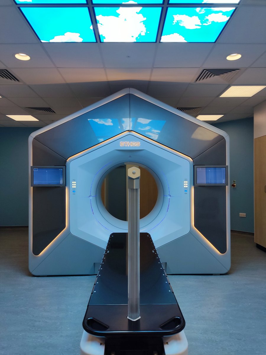 We have treated our first patient in our new Ethos at Aberdeen Royal Infirmary @NHSGrampian. Great team effort to bring cutting edge technology to Grampian patients. IGRT started today, adaptive radiotherapy coming next.@VarianMedSys #headandneckcancer  #adaptiveradiotherapy