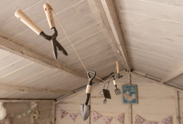 Jardinopia Tool Garland Watering Can set... handmade decorative garden tool garlands are produced using sustainably sourced yam wood &amp; recycled metal. Designed to decorate ur potting shed, tool shed, garage,… jardinopia.com <a href="/JardinopiaLtd/">Jardinopia Ltd</a>  ! @ intouchrugby.com !