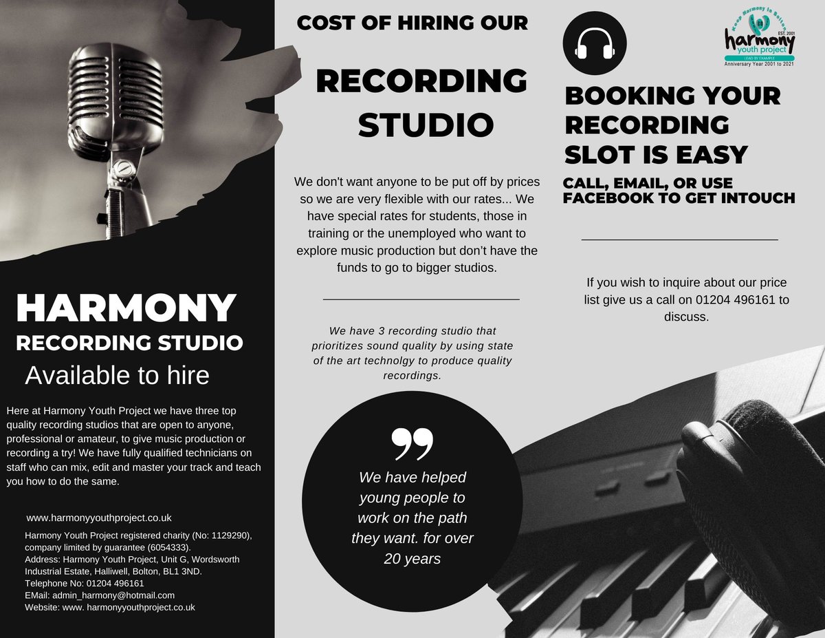 harmony_bolton's tweet photo. Our state of the art studios are open and available to hire 🎼 Contact us now to book your time and lay down some tracks on your own or with our fully trained staff 💙🤩 https://t.co/bbaK0JSFXL