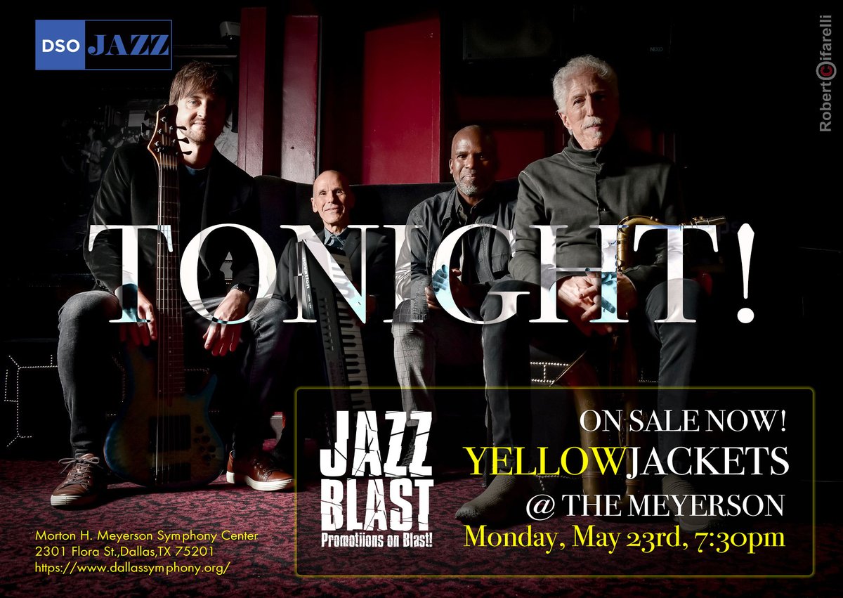 JazzUpDallas's tweet photo. Don’t miss jazz vanguard @Yellowjackets performing tonight at the #MeyersonSymphonyCenter @DallasSymphony @DalArtsDistrict. Get remaining tickets at https://t.co/ActGfL36kY

#JazzUpDFW https://t.co/xORdmPXkbW