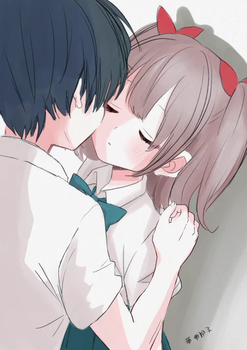 どきどき...
#キスの日  #イラスト 