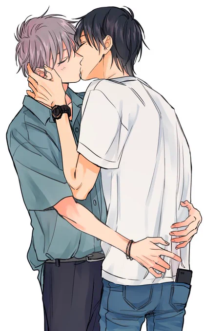 手は腰にどうぞ
#キスの日 
#恋を描けば色が咲く
#創作BL 