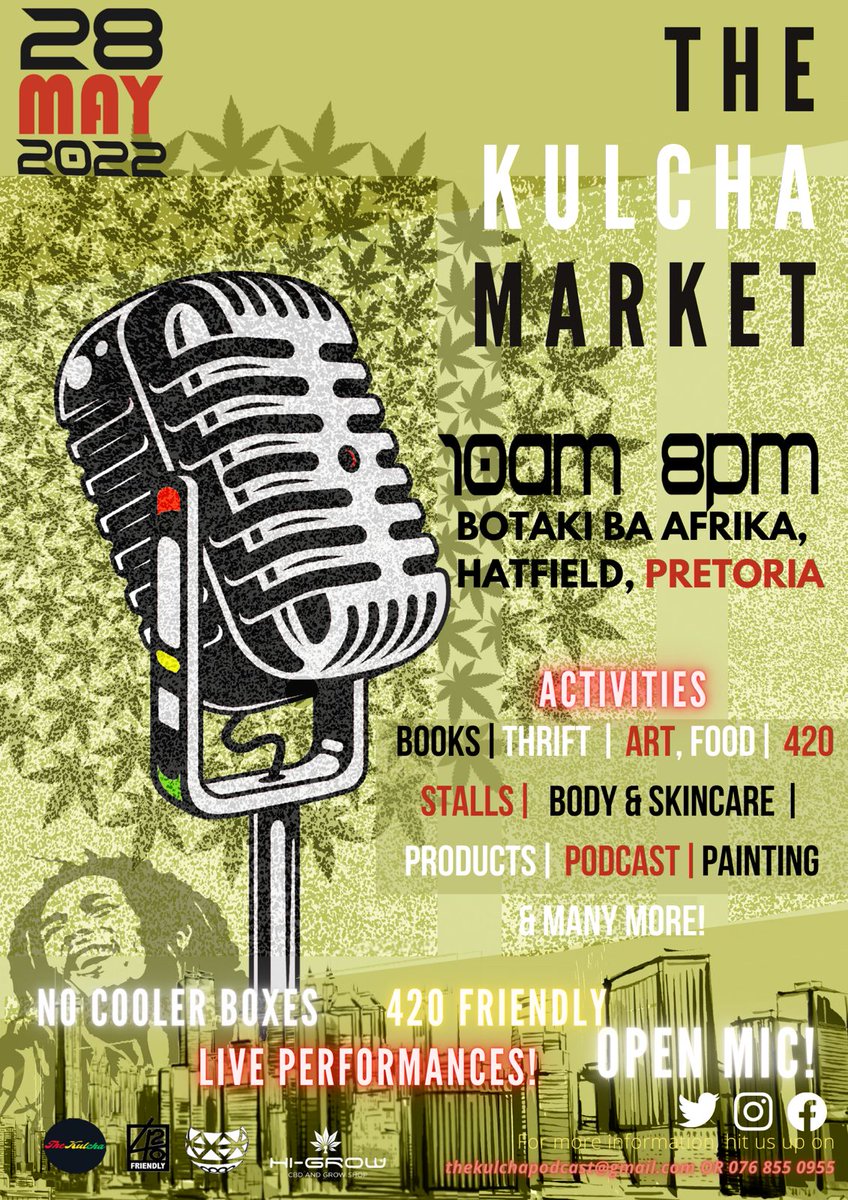 CannaStoners's tweet image. The Kulcha Market is where are going to be. Make sure to pass by a Joint with us.
#cannastoners
#sowetostoners
#pitoristoners
#thekulchamarket
#botakibaafrika
#Mmemberville
#cannabisculture
#Edibles