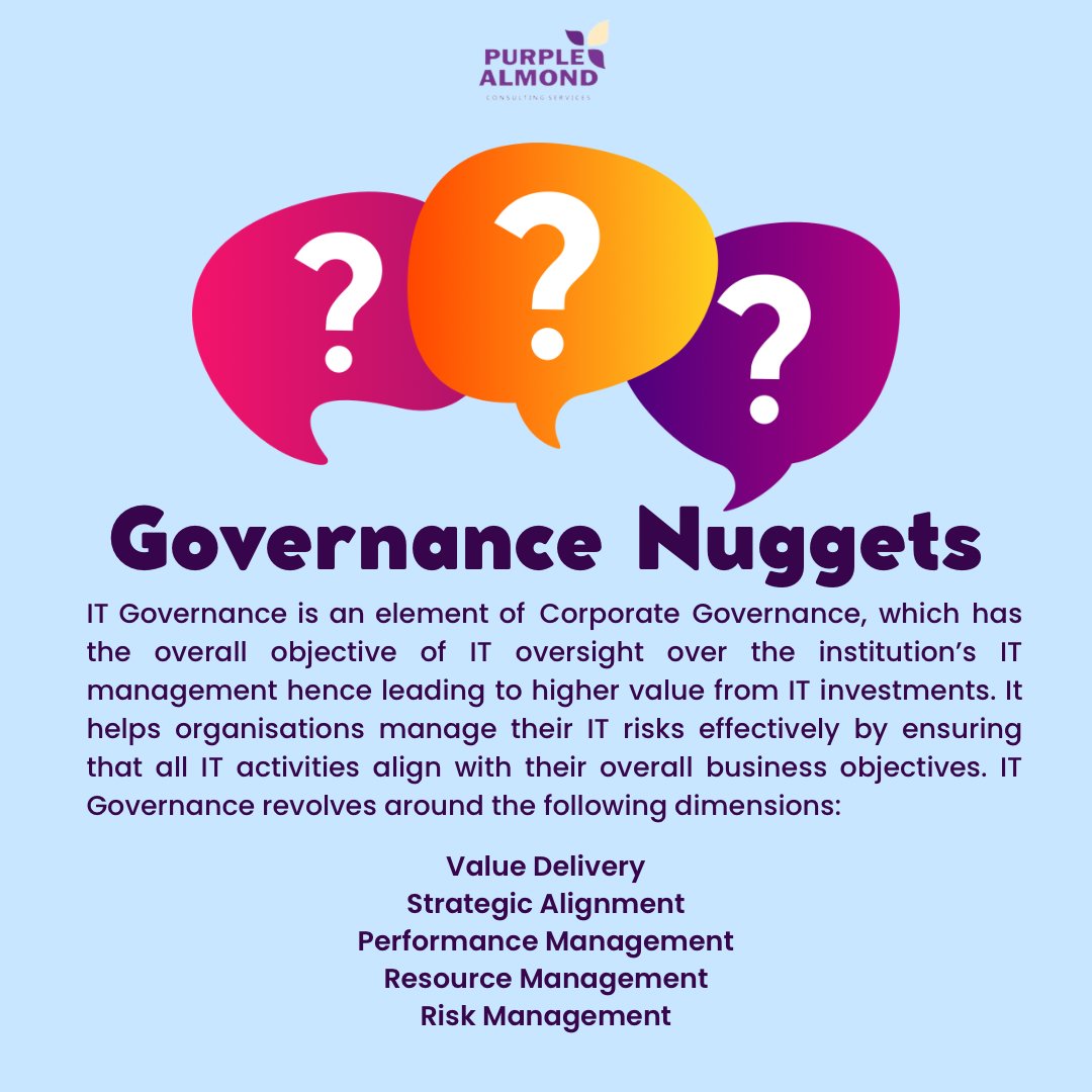 _PAConsulting_'s tweet photo. Corporate Governance Nugget for the week.
#purplealmond #corporategovernance #ITgovernance #nuggets #weeklynugget https://t.co/rSf1hJy53x
