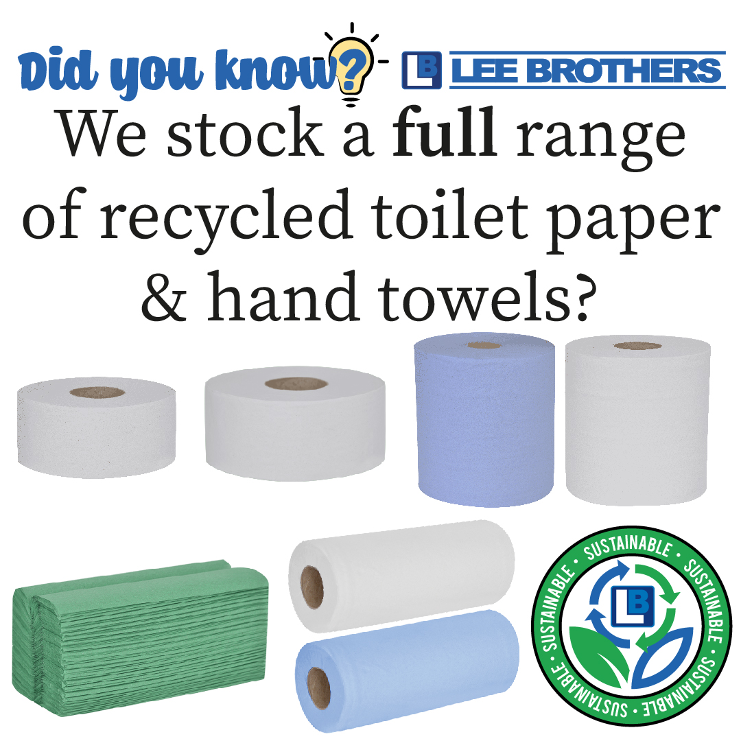 We offer a washroom solution that is both sustainable and recycled! what's not to love?!

#leebrothers #ppe #washroom #sustainability #green