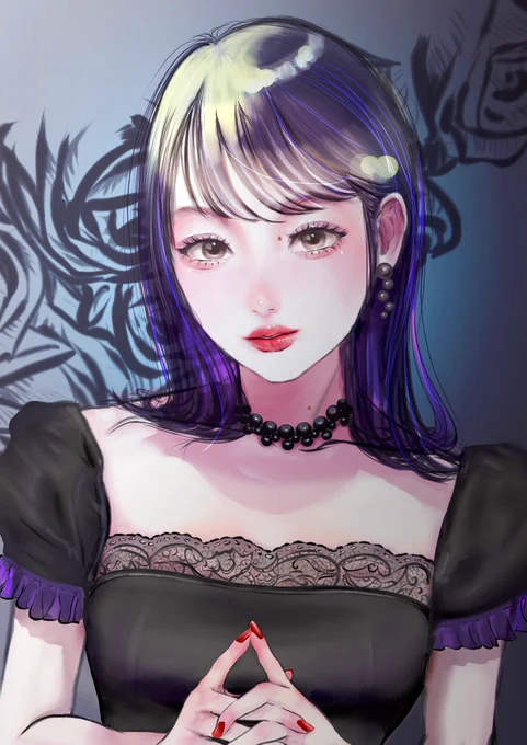 黒薔薇🥀🖤🖤🖤💜🖤
             花コトバは怖くないほうだよ… 

#イラスト 