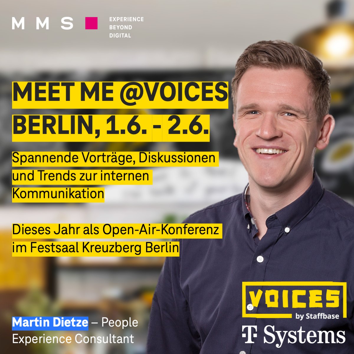 ... nur noch wenige Tage und dann startet die #Voices. Ich freue mich schon sehr auf das Line-up und auch auf meinen Academy-Slot. See you soon @StaffbaseHQ <a href="/TSystems_MMS/">Woolf</a>