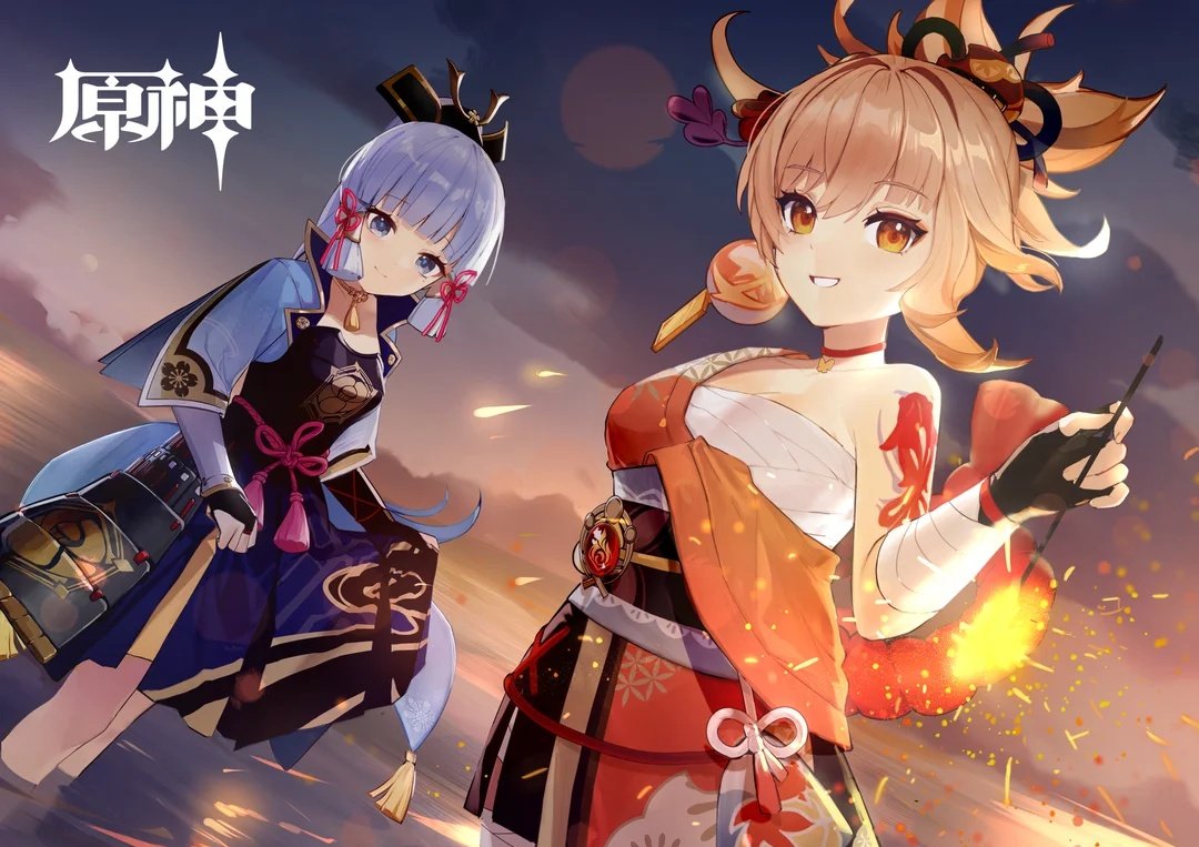 Player_Inn's tweet photo. Ayaka y Yoimiya celebran la llegada de la cuenta oficial de Genshin Impact en Bilibili a los once millones de seguidores.

#GenshinImpact #Ayaka #Yoimiya https://t.co/ukJ6Q6LW2v