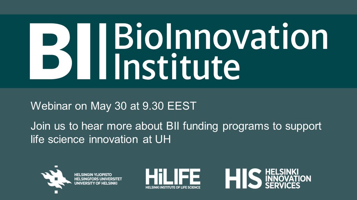 HiLIFE_helsinki's tweet photo. Looking for ways to fund your #lifescience #research and #innovation project at @helsinkiuni?

@BioCPH supports innovation projects via three #funding programs. To hear more about these opportunities, join us online on May 30 at 9.30-10.15 EEST.
 https://t.co/nA2jKc8ziQ https://t.co/dcGKjHXSVu
