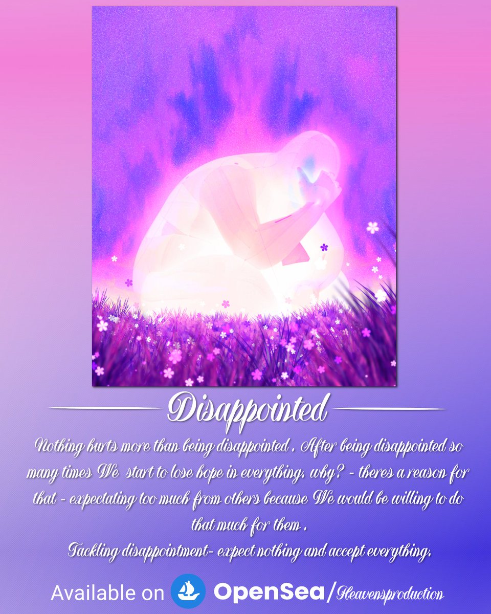 heavens1522's tweet image. Hello guys 👋😊 
This is my work of real feelings.
Just wanna show the world  my happy creation of my bad memories .How beautiful it is its all upon yourself how you take it. Still available for grab on @opensea 
0.1 $eth 
Any kind of help appreciated 🙏❤